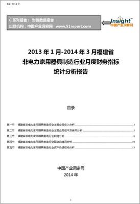 2013-2014年3月福建省非电力家用器具制造行业财务指标月报